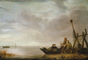 Pescador en la orilla de Simon de Vlieger